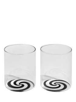Fazeek Swirl Glass Tumbler, Set of 2, 250ml, Black/White, Black/White