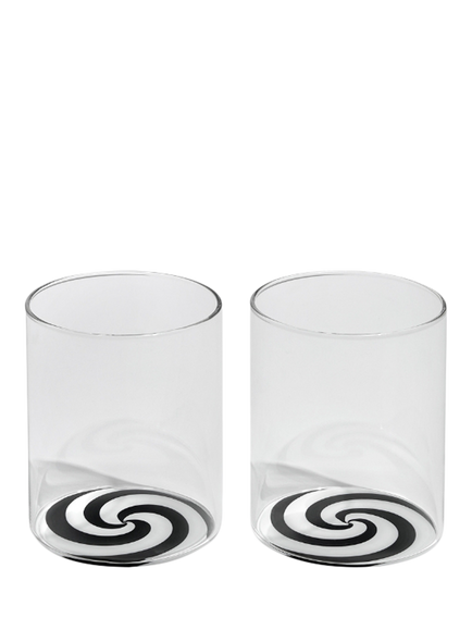 Fazeek Swirl Glass Tumbler, Set of 2, 250ml, Black/White, Black/White