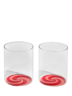 Fazeek Swirl Glass Tumbler, Set of 2, 250ml, Red/Pink, Red/Pink