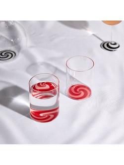 Fazeek Swirl Glass Tumbler, Set of 2, 250ml, Red/Pink - view 2, Red/Pink