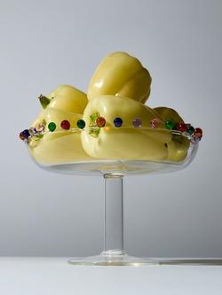 Fazeek Bloom Glass Cake Stand, 14.5cm, Clear/Multi - view 2, Clear/Multi