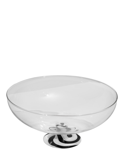 Fazeek Swirl Glass Salad Bowl, 25cm, Black/White, Black/White