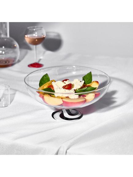 Fazeek Swirl Glass Salad Bowl, 25cm, Black/White - view 2, Black/White