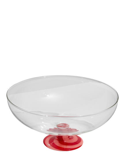 Fazeek Swirl Glass Salad Bowl, 25cm, Red/Pink, Red/Pink