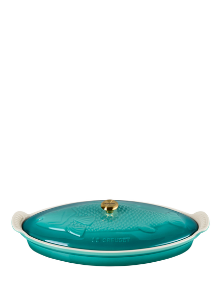 Le Creuset Stoneware Fish Baker, 41cm, Bleu Riviera, Bleu Riviera