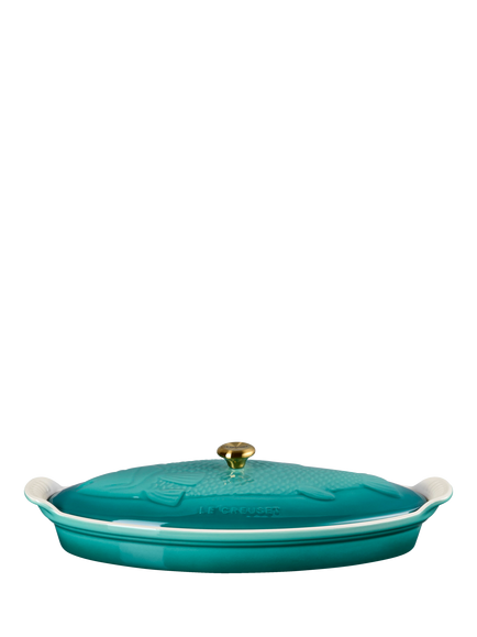 Le Creuset Stoneware Fish Baker, 41cm, Bleu Riviera - view 2, Bleu Riviera