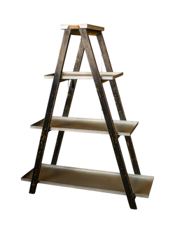 Wilstone 3-Tier Galvanised Steel & Mango Wood Plant Ladder, Natural