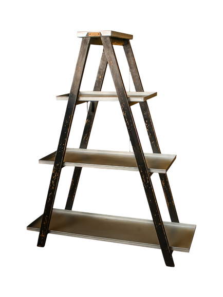 Wilstone 3-Tier Galvanised Steel & Mango Wood Plant Ladder, Natural