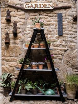 Wilstone 3-Tier Galvanised Steel & Mango Wood Plant Ladder - view 2, Natural