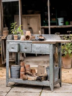 Wilstone Galvanised Steel 2 Drawer Potting Table - view 2, Natural