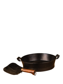 Kadai Steel Shovel & Riddle with Mango Wood Handle, Black