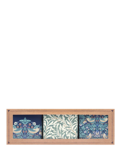 William Morris Arts & Crafts Strawberry Thief & Willow Boughs Storage Tin Caddies, Set of 3, Blue, Blue