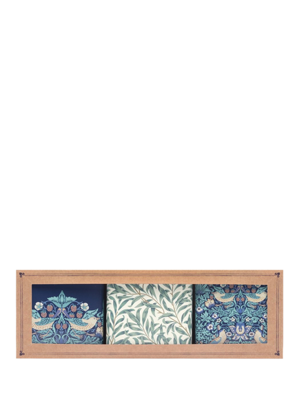 William Morris Arts & Crafts Strawberry Thief & Willow Boughs Storage Tin Caddies, Set of 3, Blue, Blue