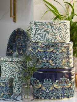 William Morris Arts & Crafts Strawberry Thief & Willow Boughs Round Cake Tins, Set of 3, Blue - view 2, Blue
