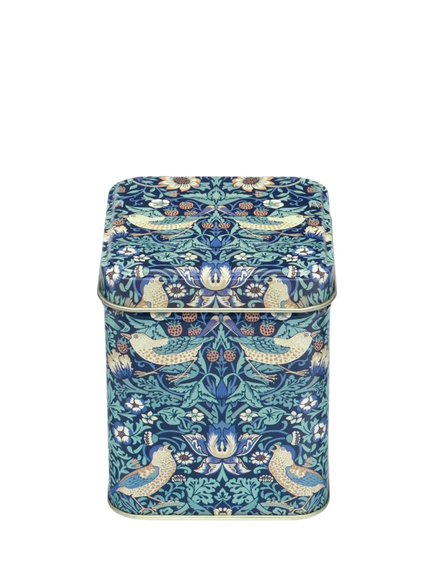William Morris Arts & Crafts Strawberry Thief Storage Tin Caddy, 100g, Blue, Blue