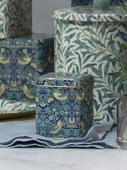 William Morris Arts & Crafts Strawberry Thief Storage Tin Caddy, 100g, Blue - view 2, Blue