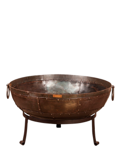 Kadai Recycled Steel BBQ Fire Pit with High & Low Stand Kit and Shield, 80cm - view 2, Black