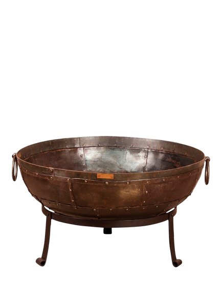 Kadai Recycled Steel BBQ Fire Pit with High & Low Stand Kit and Shield, 80cm - view 2, Black