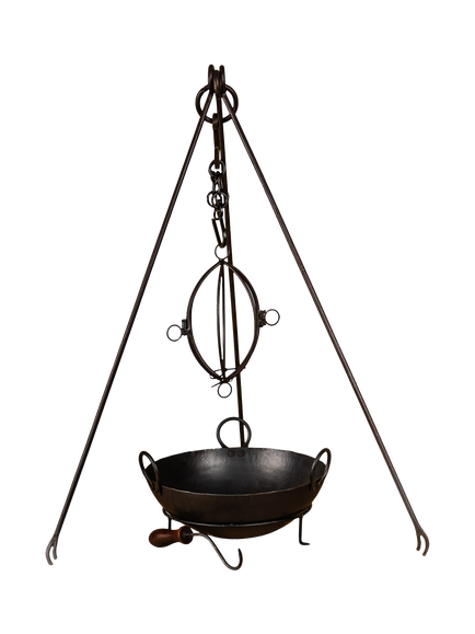 Kadai Cooking Tripod for 70/80cm BBQ with Cooking Bowl & Tripod Roaster, Black