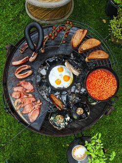 Kadai BBQ Steel Warming Rack & Hot Plate, 80cm - view 2, Black