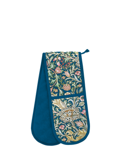 Museums & Galleries V&A Trent Organic Cotton Double Oven Glove, Blue/Multi, Blue, Gold And Red