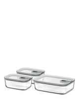Mepal EasyClip Oven Safe Glass Storage Container Set, 3 Piece, Nordic Sage