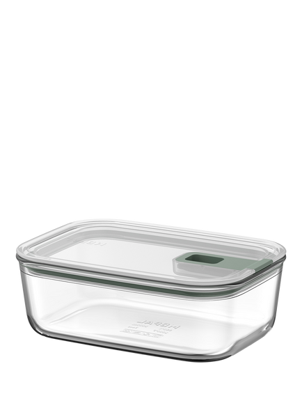 Mepal EasyClip Oven Safe Glass Storage Container, 1L, Nordic Sage, Clear