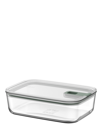 Mepal EasyClip Oven Safe Glass Storage Container, 1.5L, Nordic Sage, Clear