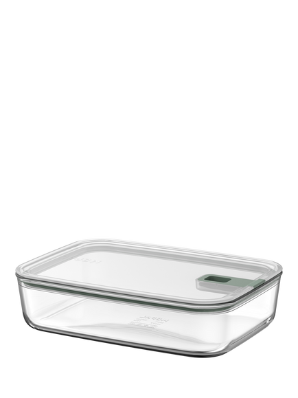 Mepal EasyClip Oven Safe Glass Storage Container, 2.25L, Nordic Sage, Clear