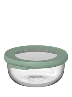 Mepal Cirqula Round Glass Food Storage Container, 350ml, Nordic Sage, Clear