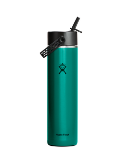 Hydro Flask Double Wall Vacuum Insulated Wide Mouth Flex Straw Cap Drinks Bottle, 709ml, Emerald Green