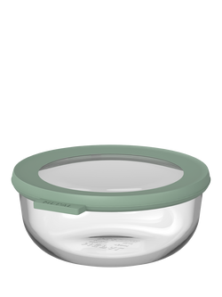 Mepal Cirqula Round Glass Food Storage Container, 750ml, Nordic Sage, Clear