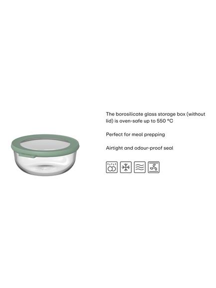 Mepal Cirqula Round Glass Food Storage Container, 750ml, Nordic Sage - view 2, Clear