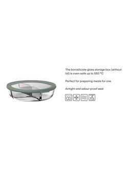 Mepal Cirqula Round Glass Meal Tray, Nordic Sage - view 2, Clear