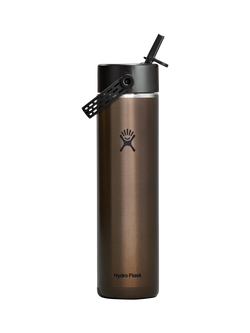 Hydro Flask Double Wall Vacuum Insulated Wide Mouth Flex Straw Cap Drinks Bottle, 709ml, Obsidian