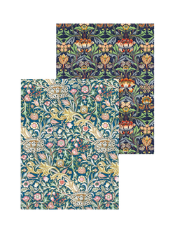 Museums & Galleries V&A Trent & Chintz Organic Cotton Tea Towel, Set of 2, Multi, Blue, Gold And Red