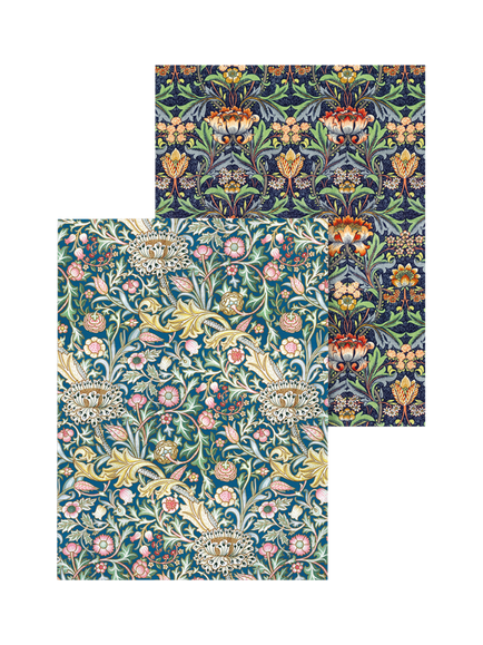 Museums & Galleries V&A Trent & Chintz Organic Cotton Tea Towel, Set of 2, Multi, Blue, Gold And Red