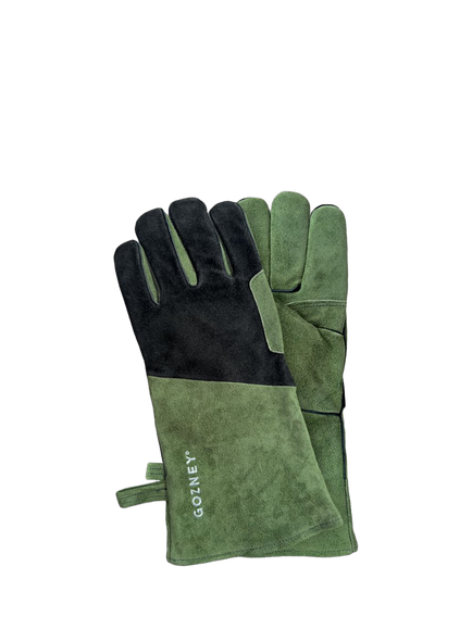 Gozney Heat Resistant Suede Pizza Oven Gloves, Black/Green, Black