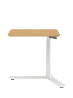 Humanscale Float New Mini Height Adjustable Desk, White/Bamboo, White Bamboo