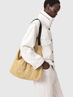 AllSaints Asha Suede Slouchy Shoulder Bag, Off White - view 2, Off White