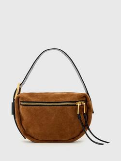 AllSaints Noemie Suede Mini Shoulder Bag, Tan, Tan