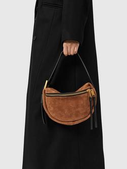 AllSaints Noemie Suede Mini Shoulder Bag, Tan - view 2, Tan