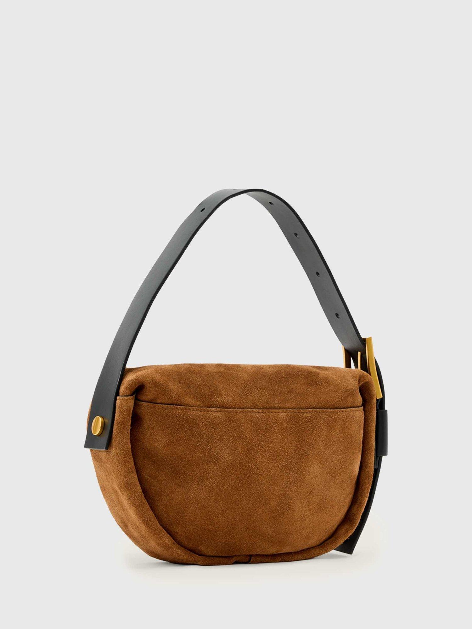 Product image 6 of 6, which shows AllSaints Noemie Suede Mini Shoulder Bag, Tan