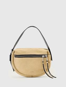 AllSaints Noemie Suede Mini Shoulder Bag, Sahara White, Sahara White