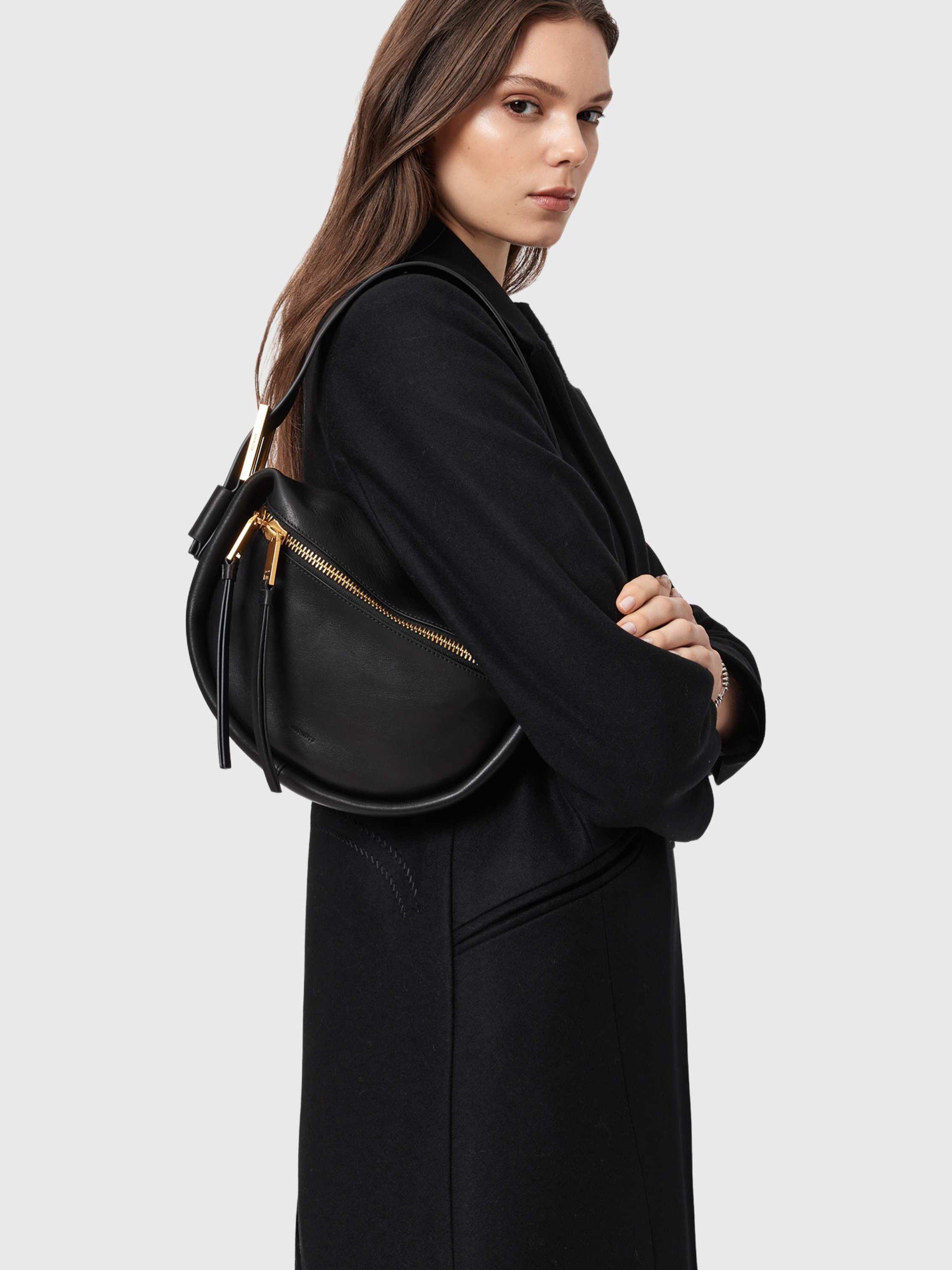 Product image 2 of 7, which shows AllSaints Noemie Leather Mini Shoulder Bag, Black