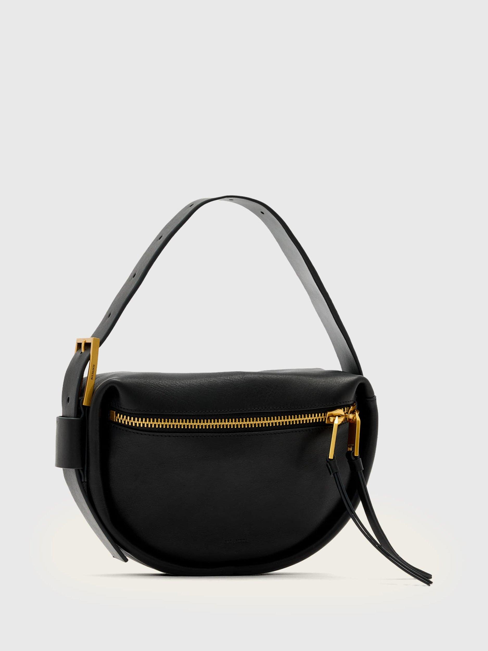 Product image 4 of 7, which shows AllSaints Noemie Leather Mini Shoulder Bag, Black