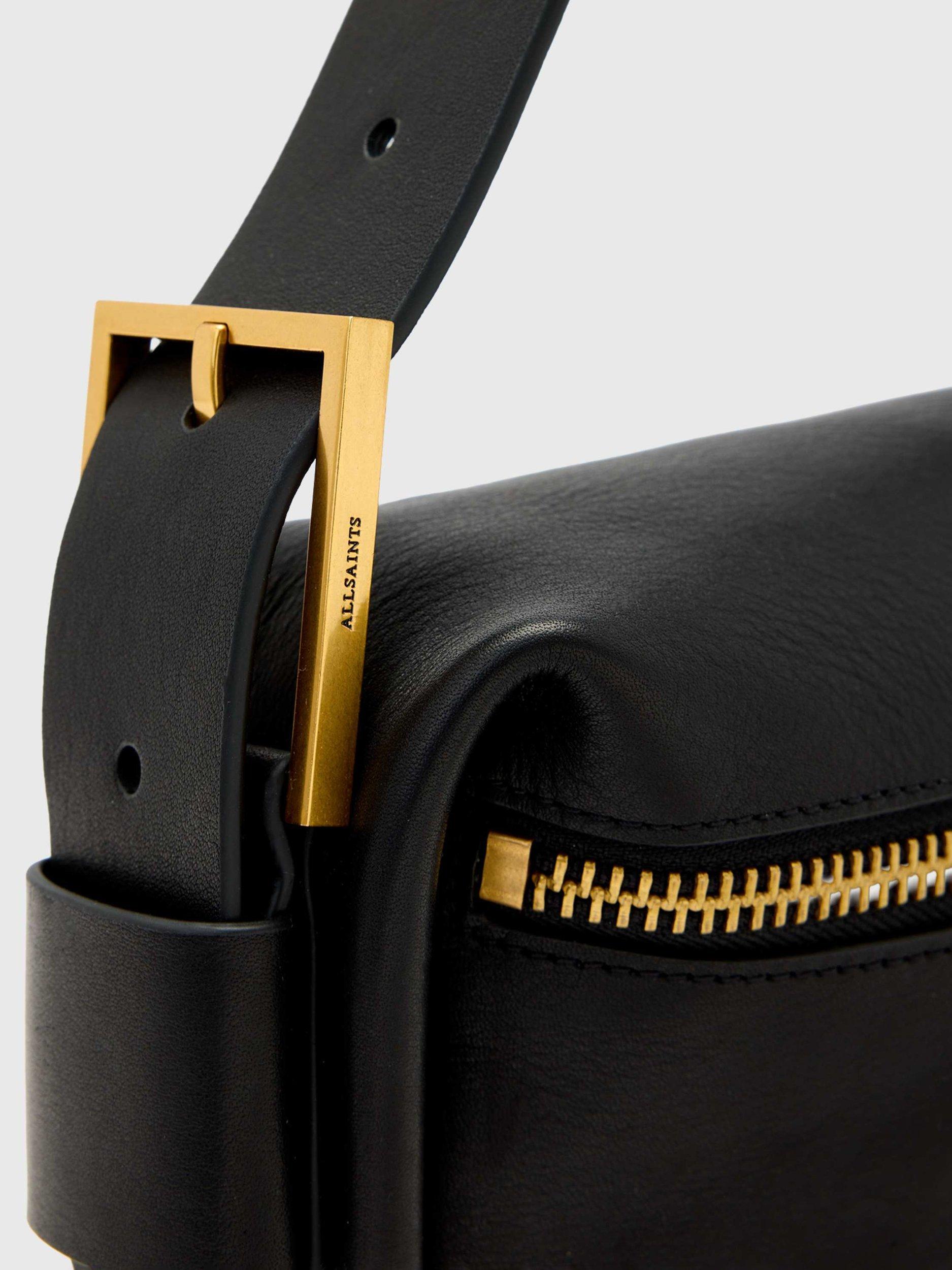 Product image 5 of 7, which shows AllSaints Noemie Leather Mini Shoulder Bag, Black