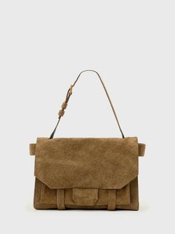 AllSaints Ursa Suede Crossbody Bag, Biscuit Brown, Biscuit Brown