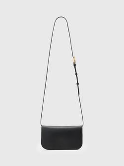 AllSaints Maeve Leather Crossbody Card Holder, Black, Black Black