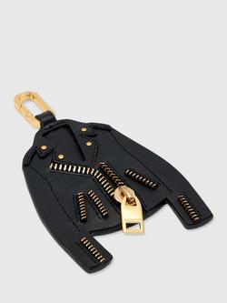 AllSaints Balfern Leather Jacket Keyring, Black - view 2, Black